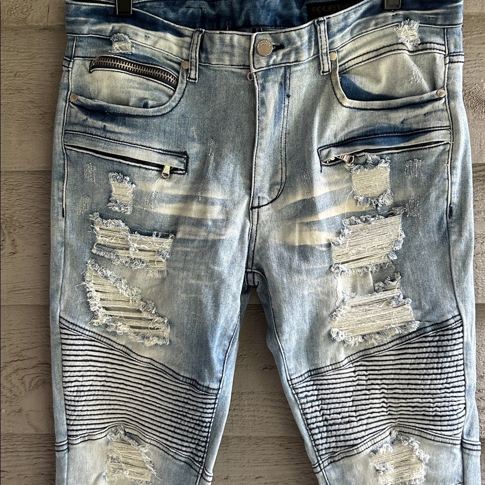 Rockstar, original Distressed Light Blue Jeans - Picture 2 of 6
